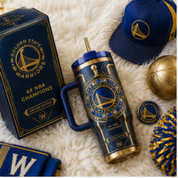 GSW Gold Deco Emblem - Bold Blue Tumbler Presence