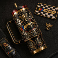 NASCAR Victory Lane - A Study in Gold Relief and Checkered Detail