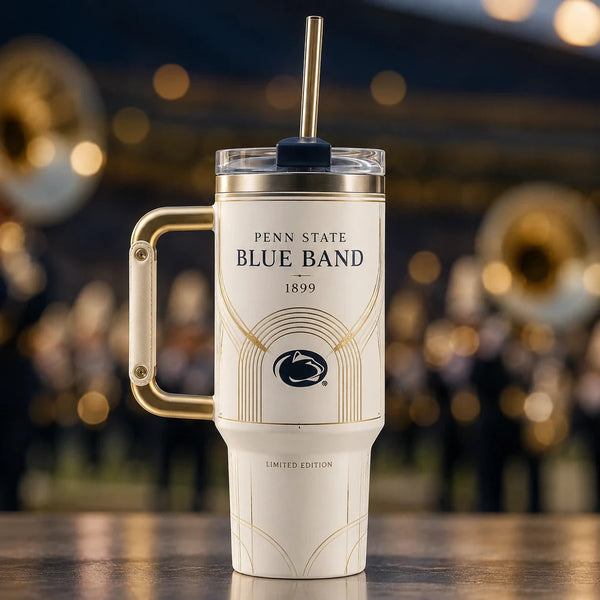 PSU Blue Band 1899 - Ivory and Gold Art Deco Tumbler - main