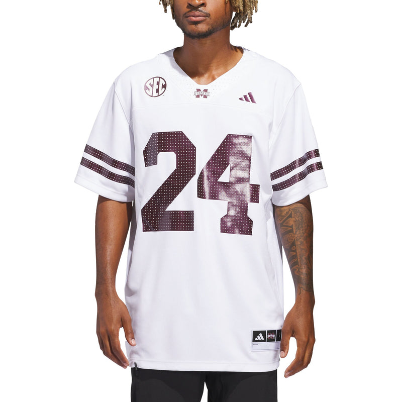 Mississippi State Bulldogs White Football Jersey, Football Sportswear Jersey Shirt, Lightweight Breathable Athletic Jersey, Casual Gift for Men