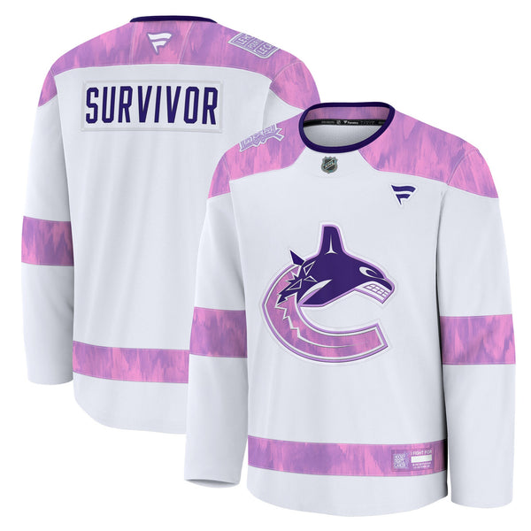 Vancouver Canucks White Hockey Fights Cancer Survivor Practice Jersey