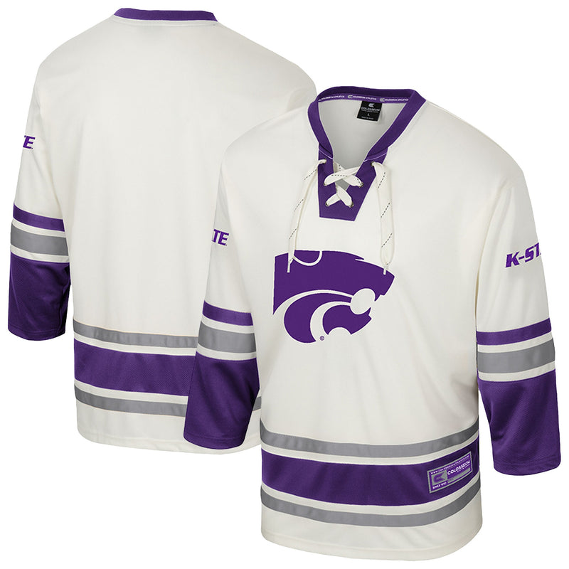 Kansas State Wildcats Hockey Jersey, Cream Fashion Sportswear Jersey Shirt, Long Sleeve Hockey Sweater Jersey, Casual Gift for Men