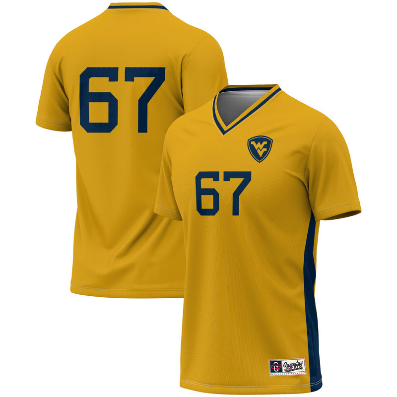 West Virginia Mountaineers Soccer Jersey, Gold Fashion Sportswear Jersey Shirt, Lightweight Breathable Athletic Jersey, Casual Gift for Men