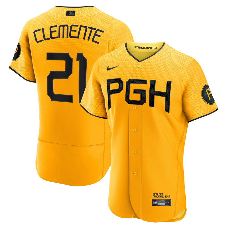 Roberto Clemente Pittsburgh Pirates Baseball Jersey, Gold Sportswear Jersey Shirt, Lightweight Breathable Athletic Jersey, Casual Gift for Men