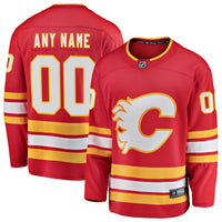Calgary Flames Hockey Jersey, Red Breakaway Home Sportswear Jersey Shirt, Long Sleeve Hockey Sweater Jersey, Casual Gift for Men, Style 3273704
