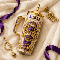 Tigerland Regalia - LSU Crest Tumbler in Cream and Gold