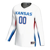 Kansas Jayhawks Volleyball Jersey, White Lightweight Sportswear Jersey Shirt, Lightweight Breathable Athletic Jersey, Casual Gift for Men
