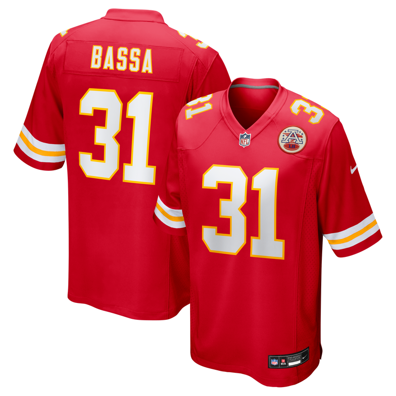 Jeffrey Bassa Kansas City Chiefs Football Jersey, Red Game Sportswear Jersey Shirt, Lightweight Breathable Athletic Jersey, Casual Gift for Men