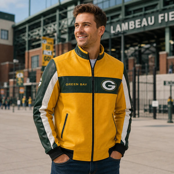 GB Gameday Lines - Gold and Green Color-Block Jacket - main