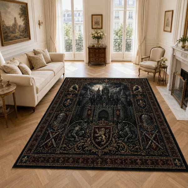 Moonlit Keep - Heraldic Gothic Statement Rug - main