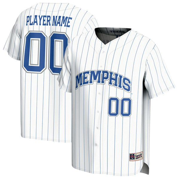 Memphis Tigers Lightweight Collegiate Baseball Pinstripe NIL Pick-A-Player Fashion Jersey - White