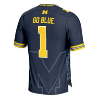 Michigan Wolverines Icon Print Football Jersey, Navy Sportswear Jersey Shirt, Lightweight Breathable Athletic Jersey, Casual Gift for Men