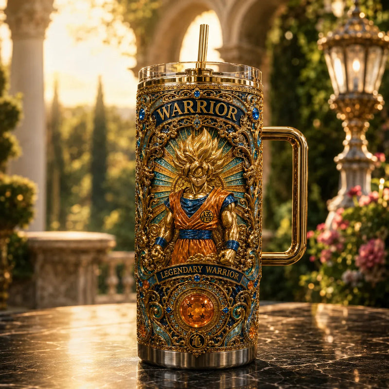 Goku - Gilded Relief in Sapphire, Amber and Gold