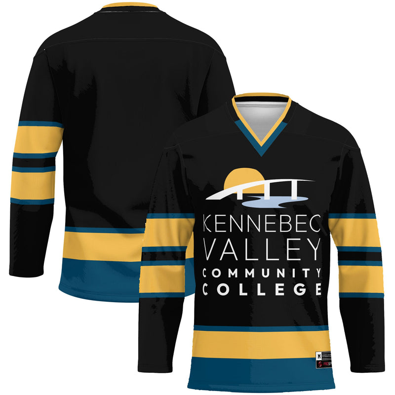 Kennebec Valley Community College Hockey Jersey, Black Sportswear Jersey Shirt, Long Sleeve Hockey Sweater Jersey, Casual Gift for Men