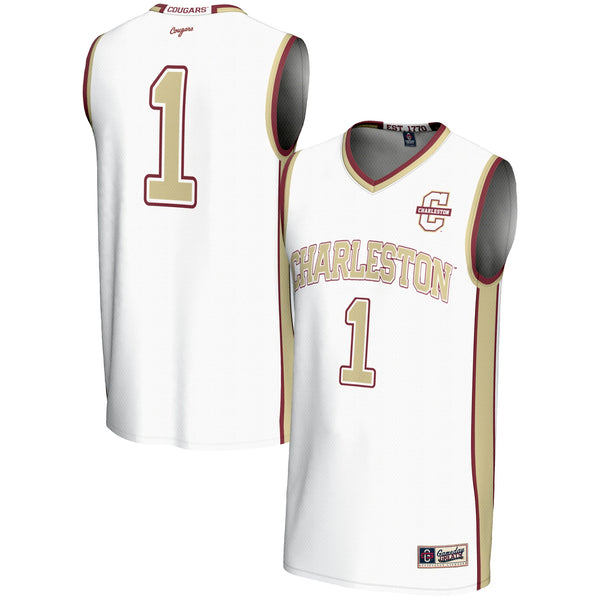 Charleston Cougars #1 Basketball Jersey - White