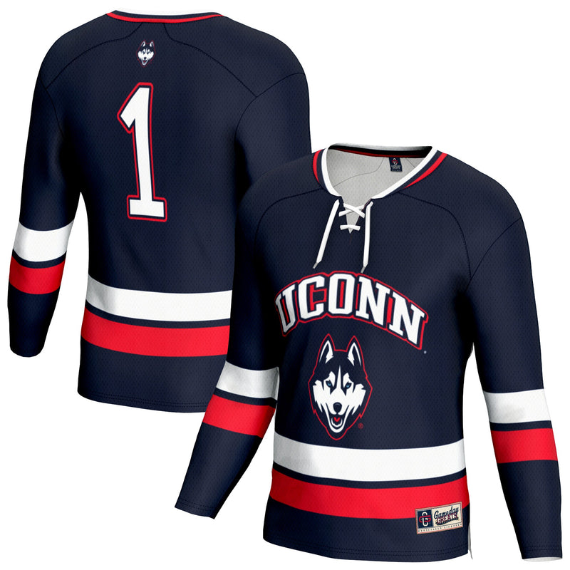 UConn Huskies Hockey Jersey, Navy Fashion Lightweight Sportswear Jersey Shirt, Long Sleeve Hockey Sweater Jersey, Casual Gift for Men