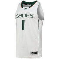 Miami Hurricanes Team Swingman Basketball Jersey, White Sportswear Jersey Shirt, Sleeveless Athletic Tank Jersey, Casual Gift for Men