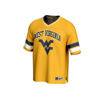 West Virginia Mountaineers Spirit Football Jersey, Gold Sportswear Jersey Shirt, Lightweight Breathable Athletic Jersey, Casual Gift for Men