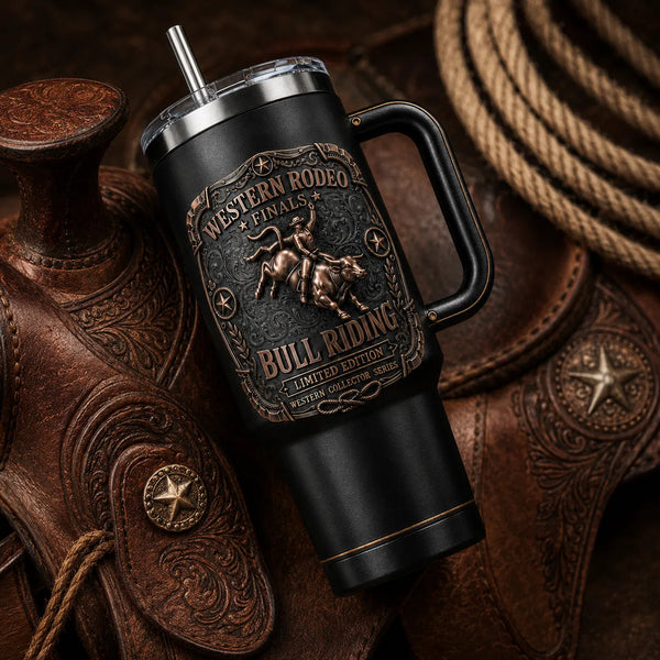 Bull Riding Finals - Copper Relief on Matte Black - main
