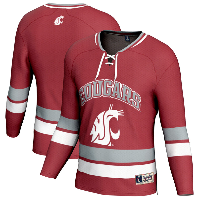 Washington State Cougars Hockey Jersey, Crimson Sportswear Jersey Shirt, Long Sleeve Hockey Sweater Jersey, Casual Gift for Men