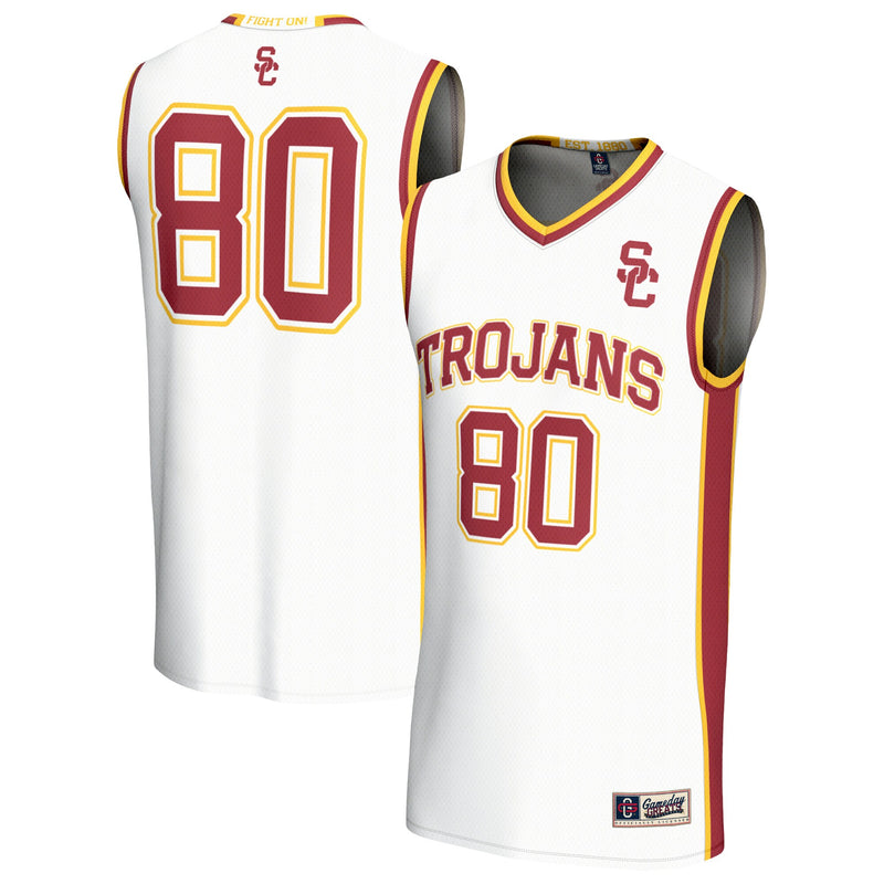 USC Trojans Basketball Jersey, White Fashion Sportswear Jersey Shirt, Sleeveless Athletic Tank Jersey, Casual Gift for Men, Style 203279908