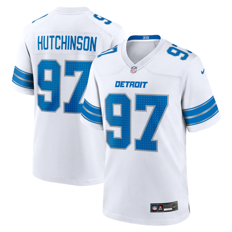 Aidan Hutchinson Detroit Lions Football Jersey, White Game Sportswear Jersey Shirt, Lightweight Breathable Athletic Jersey, Casual Gift for Men