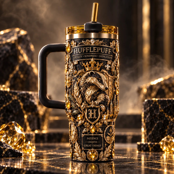 Gilded Loyalty - Hufflepuff Badger Crest Tumbler - main