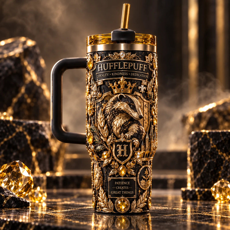Gilded Loyalty - Hufflepuff Badger Crest Tumbler