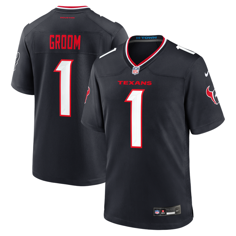 Number Groom Houston Texans Football Jersey, Navy Game Sportswear Jersey Shirt, Lightweight Breathable Athletic Jersey, Casual Gift for Men