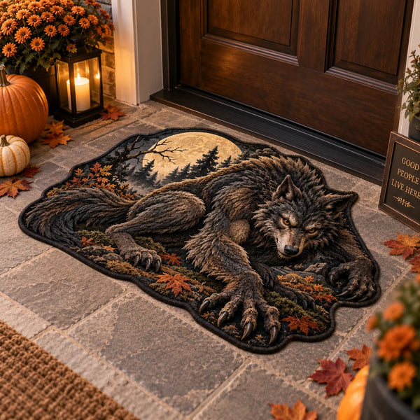 Moonlit Repose - Wolf Form Against a Silvered Forest - main