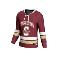 Charleston Cougars Hockey Jersey, Maroon Sportswear Jersey Shirt, Long Sleeve Hockey Sweater Jersey, Casual Gift for Men