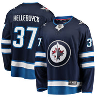 Connor Hellebuyck Winnipeg Jets Hockey Jersey, Navy Replica Sportswear Jersey Shirt, Long Sleeve Hockey Sweater Jersey, Casual Gift for Men