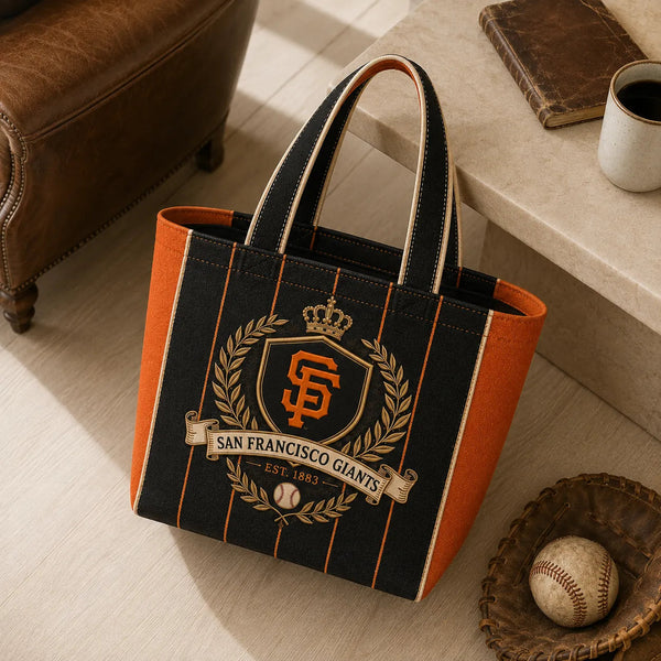 SF Heritage Crest - Pinstripe Tote in Black and Orange - main