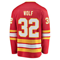 Dustin Wolf Calgary Flames Hockey Jersey, Red Breakaway Home Sportswear Jersey Shirt, Long Sleeve Hockey Sweater Jersey, Casual Gift for Men