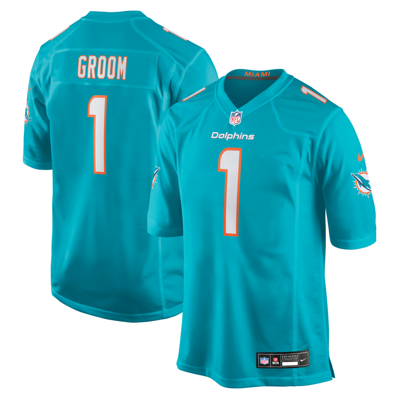 Number Groom Miami Dolphins Football Jersey, Aqua Game Sportswear Jersey Shirt, Lightweight Breathable Athletic Jersey, Casual Gift for Men