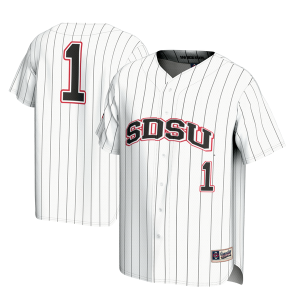 #1 San Diego State Aztecs Lightweight Baseball Fashion Jersey - White