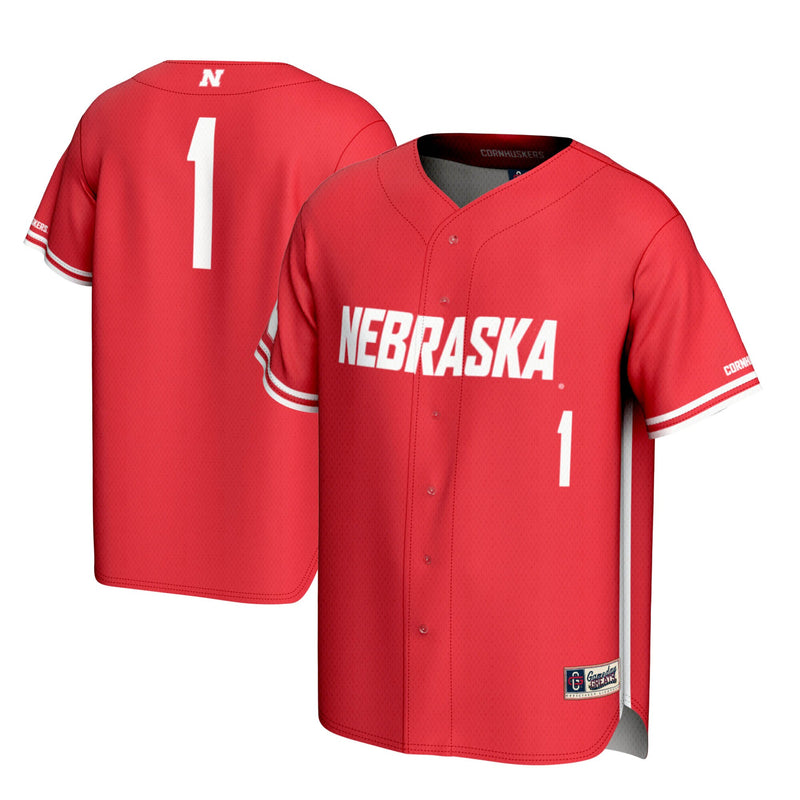 Nebraska Huskers Lightweight Baseball Jersey, Scarlet Sportswear Jersey Shirt, Lightweight Breathable Athletic Jersey, Casual Gift for Men