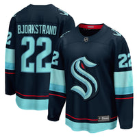 Oliver Bjorkstrand Seattle Kraken Hockey Jersey, Deep Sea Blue Sportswear Jersey Shirt, Long Sleeve Hockey Sweater Jersey, Casual Gift for Men