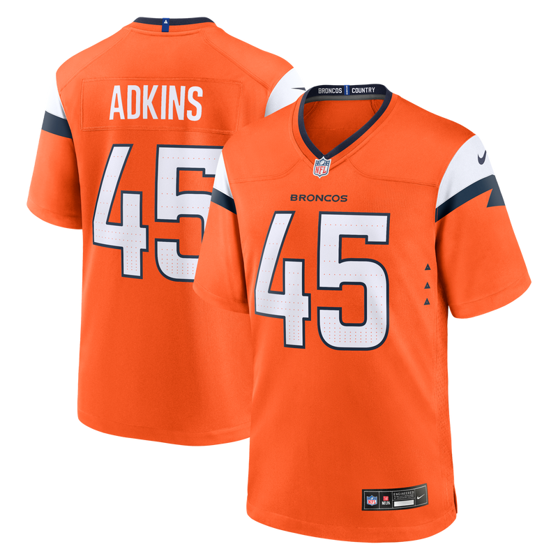Nate Adkins Denver Broncos Football Jersey, Orange Game Sportswear Jersey Shirt, Lightweight Breathable Athletic Jersey, Casual Gift for Men