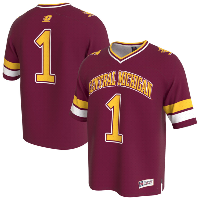 Central Michigan Chippewas Football Jersey, Maroon Fashion Sportswear Jersey Shirt, Lightweight Breathable Athletic Jersey, Casual Gift for Men