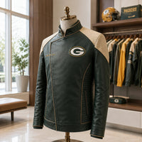 GB Field Lines - Green and Cream Paneled Statement Jacket