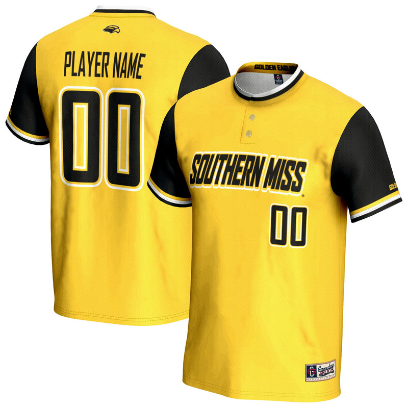 Southern Miss Golden Eagles Softball Jersey, Gold Sportswear Jersey Shirt, Lightweight Breathable Athletic Jersey, Casual Gift for Men
