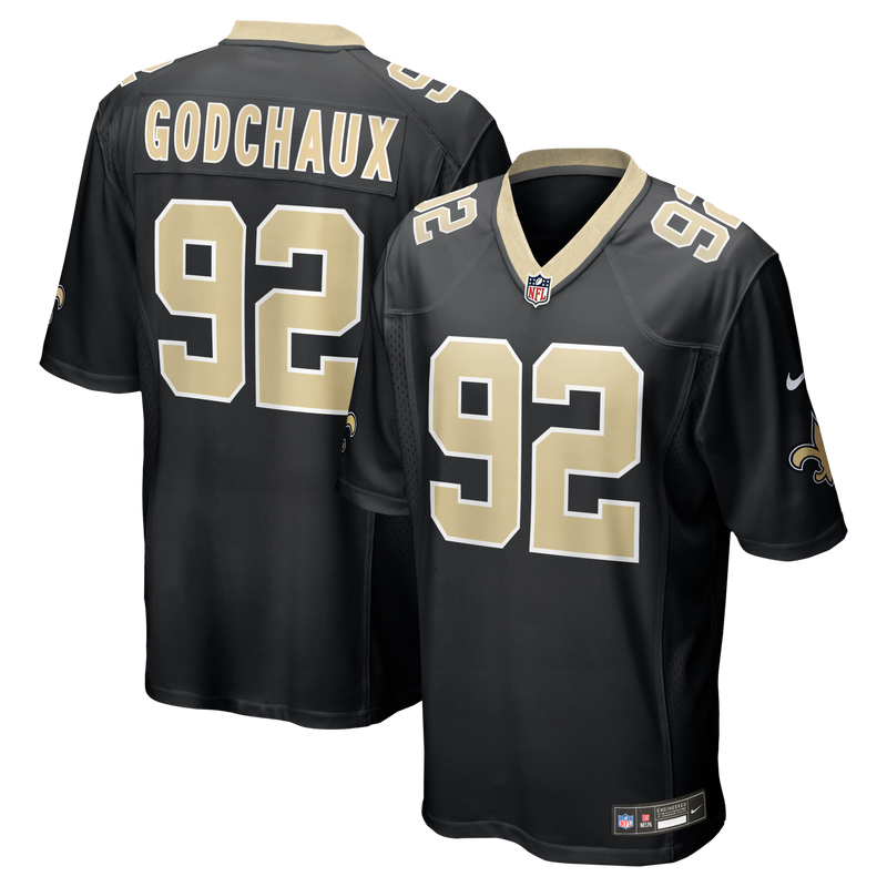 Davon Godchaux New Orleans Saints Football Jersey, Black Sportswear Jersey Shirt, Lightweight Breathable Athletic Jersey, Casual Gift for Men