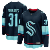 Philipp Grubauer Seattle Kraken Hockey Jersey, Navy Breakaway Sportswear Jersey Shirt, Long Sleeve Hockey Sweater Jersey, Casual Gift for Men