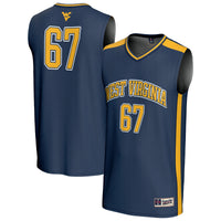 West Virginia Mountaineers Basketball Jersey, Navy Lightweight Sportswear Jersey Shirt, Sleeveless Athletic Tank Jersey, Casual Gift for Men