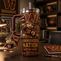 WAS - Commanders Nation in Burgundy and Gold Relief