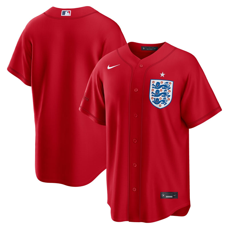 England National Team x MLB Red Stadium Replica Baseball Jersey, Sportswear Jersey Shirt, Lightweight Athletic Jersey, Casual Gift for Men