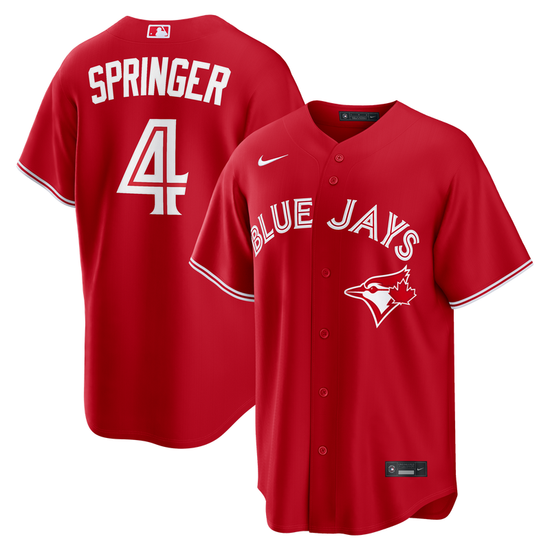 George Springer Toronto Blue Jays Baseball Jersey, Red Sportswear Jersey Shirt, Lightweight Breathable Athletic Jersey, Casual Gift for Men