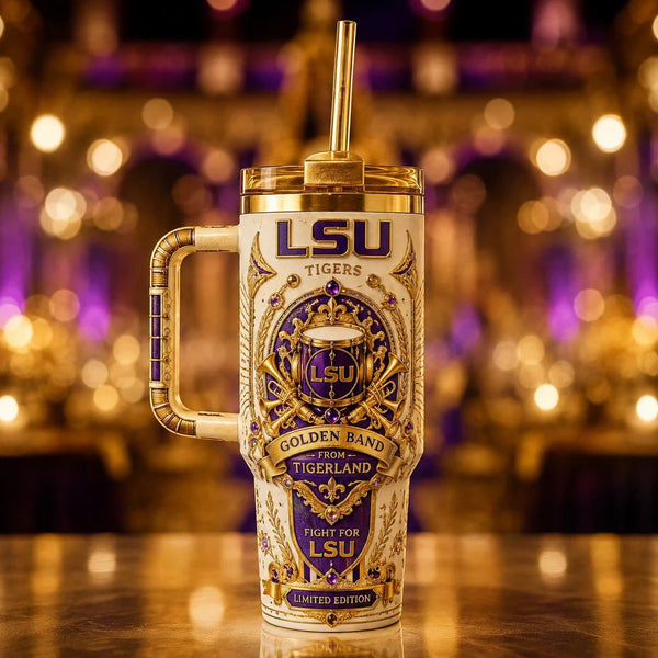 Tigerland Regalia - LSU Crest Tumbler in Cream and Gold - main