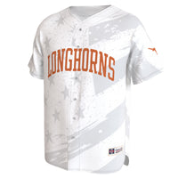 Texas Longhorns Baseball Jersey, White Fashion Lightweight Sportswear Jersey Shirt, Lightweight Breathable Athletic Jersey, Casual Gift for Men